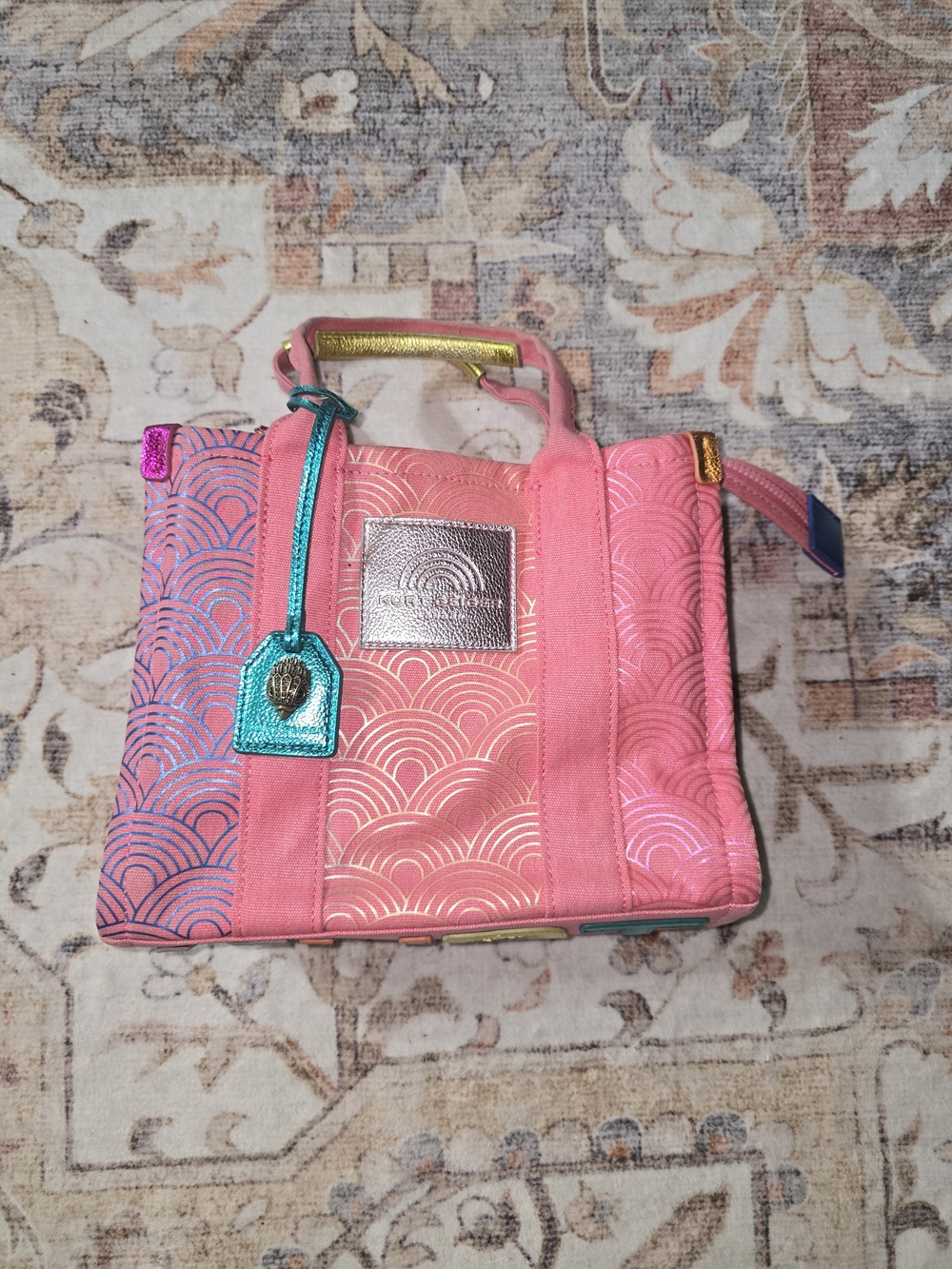 Kurt Geiger Small Southbank Tote In Ombre Rainbow Print